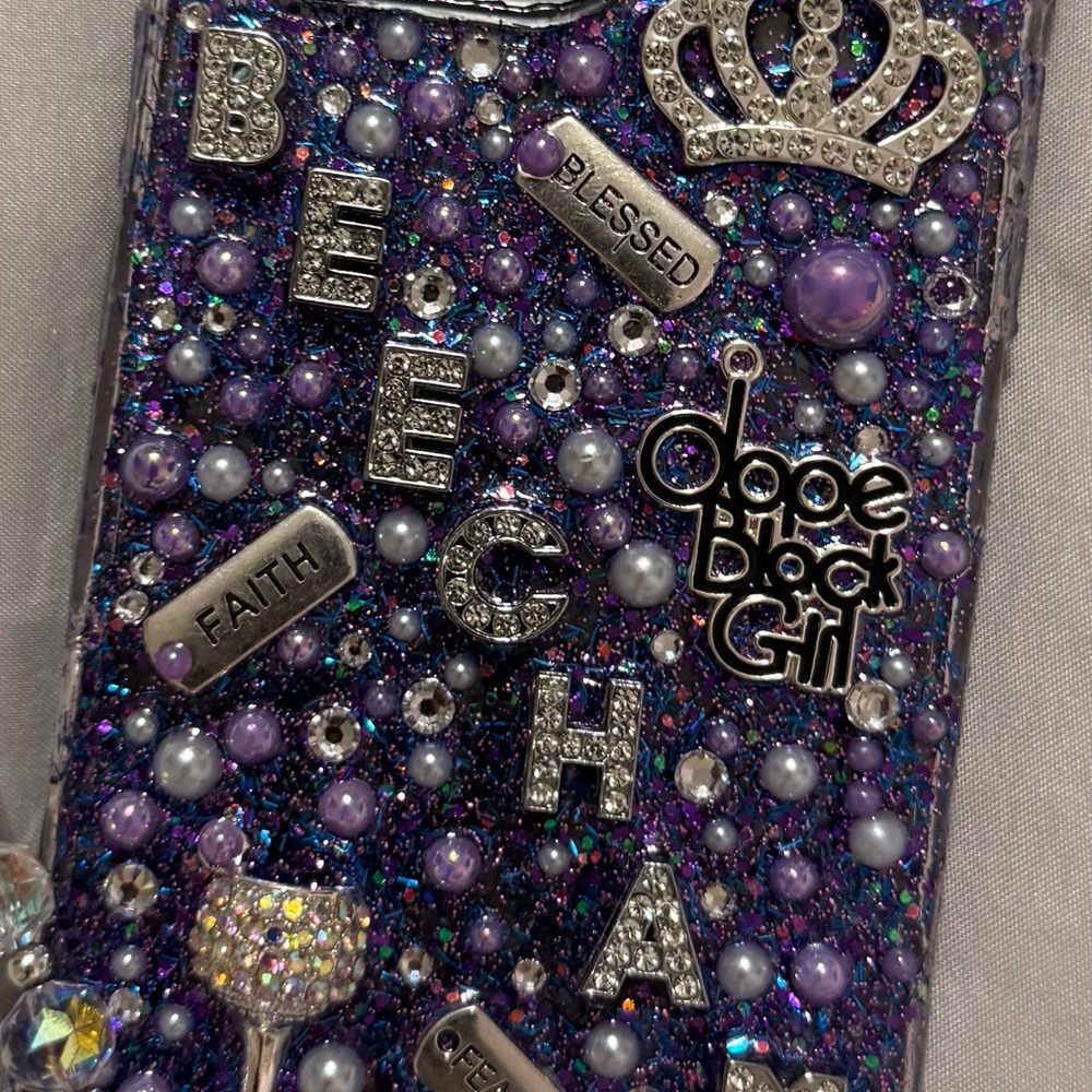 Decorative Purple and Silver Phone Case